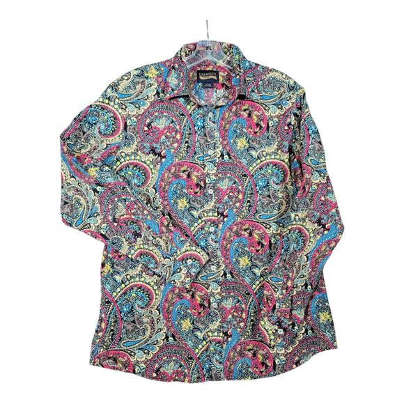 Chaminoux Men’s Paisley Button Down Long Sleeve Retro Boho Festival Top Sz L - Picture 4 of 10